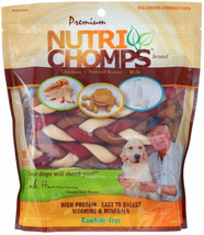 Nutri Chomps Premium Mixed Flavor Braids Dog Chews 6 Inch 30 count (3 x 10 ct) N - £72.24 GBP