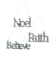 NEW Holiday Handicraft Rustic Faith Ornaments Set of 3, wood, 3 x 1.5 in... - $5.95