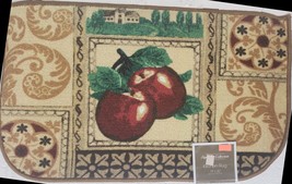 Printed Kitchen Rug (nonskid)(18&quot;x30&quot;) APPLES IN THE CENTER SQUARE, D Sh... - £14.00 GBP