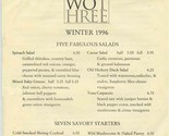 Cafe One Two Three Menu 12th Avenue North Nashville Tennessee Winter 1996 - $17.82