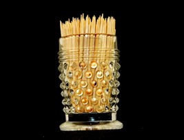 Clear Glass Toothpick Holder, Hobnail, Footed Shot Glass, Anchor Hocking... - $14.65