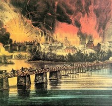 Fall Of Richmond Virginia 1955 Currier &amp; Ives Color Plate Antique Print ... - £37.52 GBP