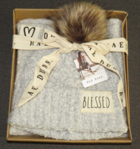 Rae Dunn Blessed Hat &amp; Scarf Gift Set, Gray, Adult, One Size - £27.94 GBP