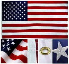 American Us Usa Flag 5X8Ft Embroidered Polyester Brass Grommets Double Sided - £53.84 GBP