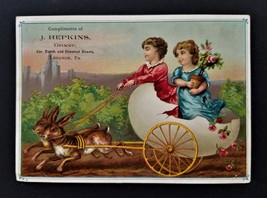1880 antique HEPKINS lebanon pa GROCER trade card ad ANTHROPOMORPHIC RABBIT - $34.60