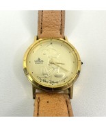 Vintage Lorus Leather Gold FaceDisney Mickey New Battery Quartz Watch V8... - £14.70 GBP