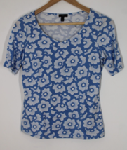 NWOT Talbots P Blue Floral Short Sleeve Lyocell Stretch Top - $26.60