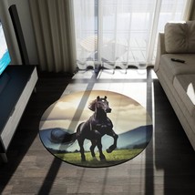 Wild Black Horse Round Area Rug - $157.00