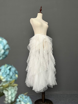 White Wedding Detachable Tulle Midi Skirt Wedding Photo Midi Layered Tutu Skirt  image 5