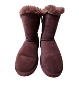 Lamo Womens Boots Faux Fur Trim Knit Accent Pull On Brown Winter - $23.76