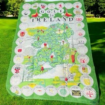 Vtg Poplar Golf in Ireland Linen Green Textile Tea Towel Wall Hanging - $32.87
