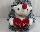 Hedgehog Plush red nose Hug Me heart nose Gray white stringy fur Goffa s... - $10.39