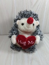 Hedgehog Plush red nose Hug Me heart nose Gray white stringy fur Goffa s... - $10.39