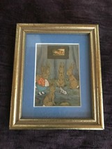 Vintage Small Bunny Print from Little Bunnie Bunniekins Book Matted in G... - $12.19