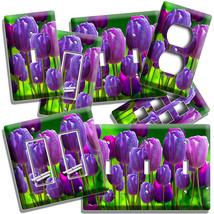 Purple Tulips Spring Time Garden Blosom Light Switch Outle Wall Plate Room Decor - £14.37 GBP+