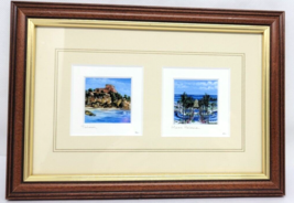 Global Miniatures Lithograph 2 MINI PRINTS Framed Matted Hand Titled Initialed 4 - £14.38 GBP