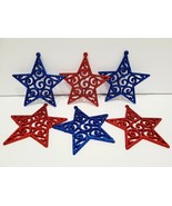6pc Patriotic 4th of July Christmas Tree Ornaments Red Blue Stars Decor ... - $16.32 CAD