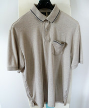 David Taylor Collection Mens S/S Polo Lt. Brown Dual Lines on Collar &amp; Pocket L - £3.85 GBP