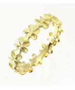 Mele14K Sterling Silver 925 Hawaiian 5MM Plumeria Flower Lei Ring GOLD S... - $16.28 CAD