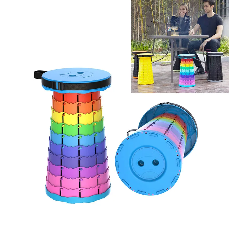 Retractable Rainbow Camping Stool Chair Outdoor Lounge Foldable Seat Chair - £58.97 GBP+