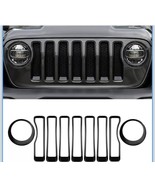 9Pcs Front Grille Inserts &amp; Cover Trim for Jeep Wrangler JL Sport 2018-2024 - $29.69