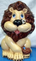 Vintage &quot;Atlantic Mold&quot; 8&quot; Hand Painted Ceramic Lion Coin Bank Collectible  - £11.80 GBP