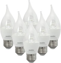 LED CA12 Clear Chandelier Light Bulb 7W(60W=) E26 Base 2700K Soft White - 6 Pack - £40.09 GBP