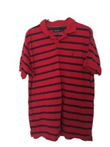 Nautica Men&#39;s Blue Striped Short Sleeve Polo Shirt Size Large Red - £31.56 GBP