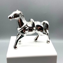 Vintage Ceramic Horse Figurine with Metallic Glaze in Reflective Silver,... - £61.33 GBP