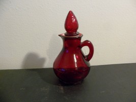 Vintage Small AVON Deep Ruby Red Glass Strawberry Bath Foam Cruet Pitcher - £7.91 GBP