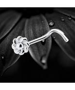 925 Sterling Silver Nose Stud Screw Pin Solid Flower Floral Twisted Petals  - $8.81