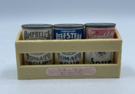Vtg Campbell&#39;s Magnets Soup 4 Pc. Set 1995 Collector&#39;s Series Soups &amp; Crate - £9.22 GBP