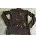 Lucy Women&#39;s Brown Gold Flowers Long Sleeve Zip Up Jacket Small - $16.78 CAD