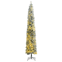 Slim Christmas Tree 300 LEDs &amp; Flocked Snow 118.1&quot; - £149.57 GBP