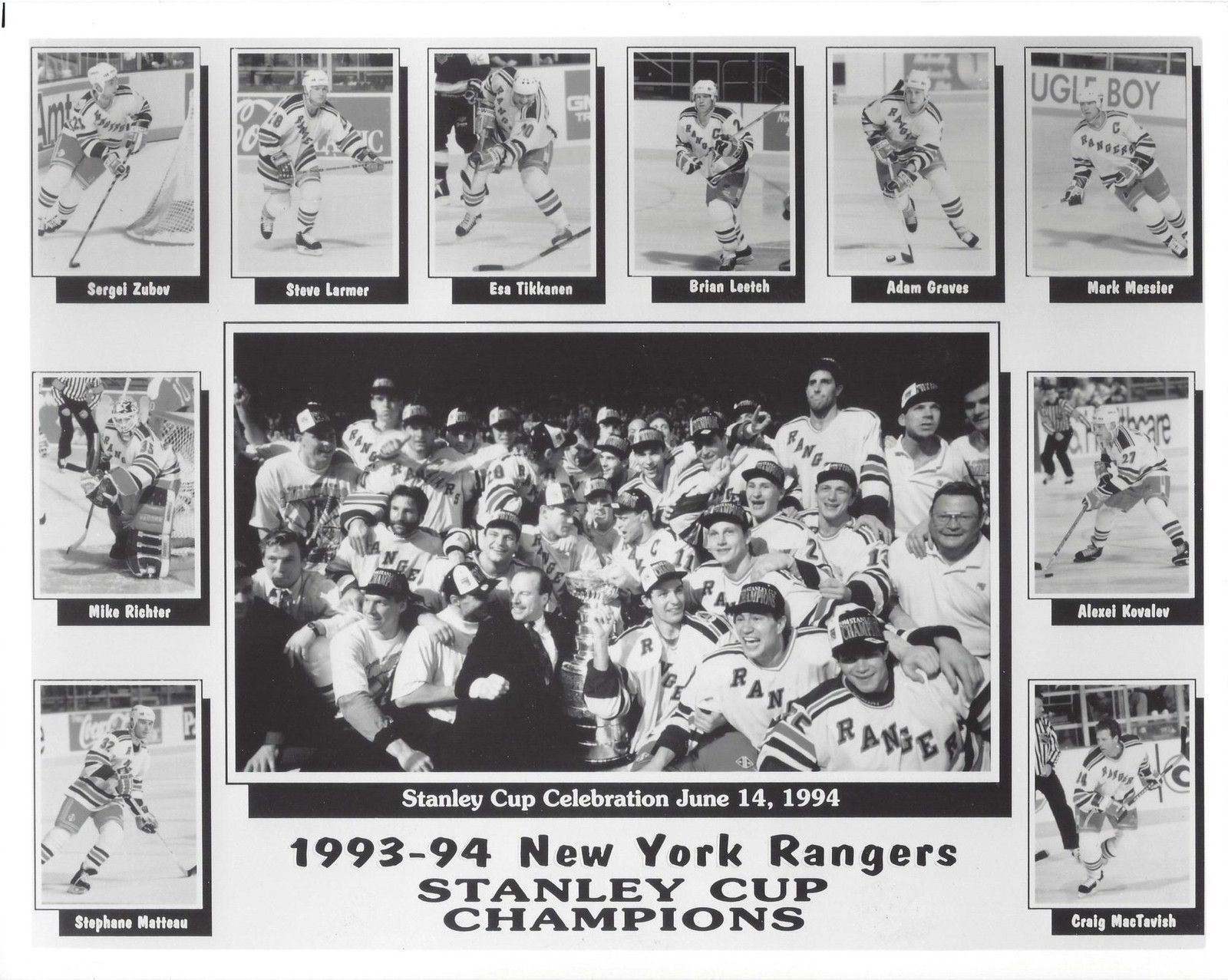 NEW YORK RANGERS 1993-94 COLLAGE NY 8X10 PHOTO NHL HOCKEY STANLEY CUP CHAMPIONS - $4.94