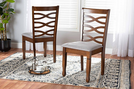 Maliyah Gray Fabric Upholstered and Walnut Brown 2Pc Dining Chair Set - $170.00