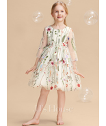 Ball-Gown/Princess Scoop Knee-Length Lace Flower Girl Dress - £77.97 GBP