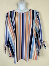 Ruby Rd. Womens Plus Size 2X Colorful Striped Knit Shirt 3/4 Tie Sleeve - £14.09 GBP