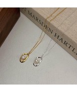 18K Gold Plated White Pearl Irregular Pendant Necklace Simple Women&#39;s Je... - £53.35 GBP