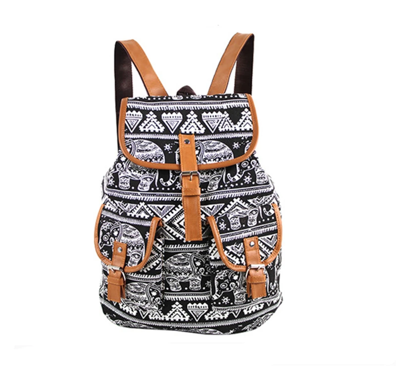 Women Printing Backpack Canvas School Bags For Teenagers Large Shoulder ... - £24.38 GBP