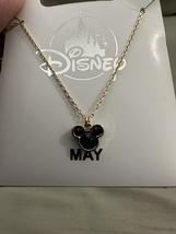 Disney Parks Mickey Mouse Faux Emerald May Birthstone Necklace Gold Color image 6