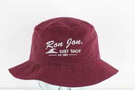 Vintage 90s Ron Jon Surf Shop Spell Out Boonie Bucket Hat Cap Burgundy L/XL - $49.45