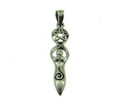 Handcrafted 925 Sterling Silver Spiral Goddess Pentagram Pentacle Pendant - £15.24 GBP