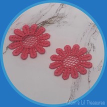 Dollhouse Miniatures • Set Of Two Pink Crochet Fabric Doilies Doily Tablecloth - £4.27 GBP