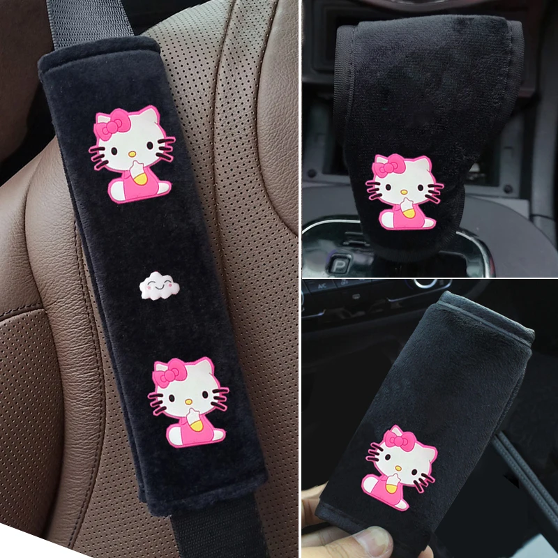 1PC Cute Cartoon Car Gear Shift Knobs Cover Kitty Bow Auto Gear Shift Cases Soft - £11.47 GBP+