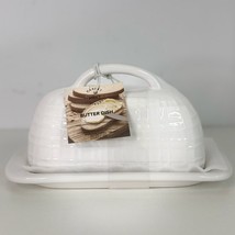 White Butter Dish Ribbed Market Finds Ceramic 8” TT2023 New - $21.73