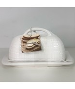 White Butter Dish Ribbed Market Finds Ceramic 8” TT2023 New - $29.72 CAD