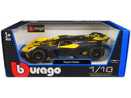 Bugatti Bolide Yellow Carbon Gray 1/18 Diecast Car Bburago - $68.33