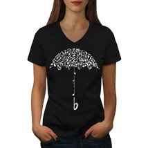 Wellcoda Umbrella Note Music Music Womens V-Neck T-shirt - £20.52 GBP