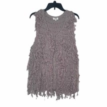 Umgee Women&#39;s Cardigan Wrap Shaggy Open Front Fringe Vest Sleeveless Grey Large - £15.85 GBP